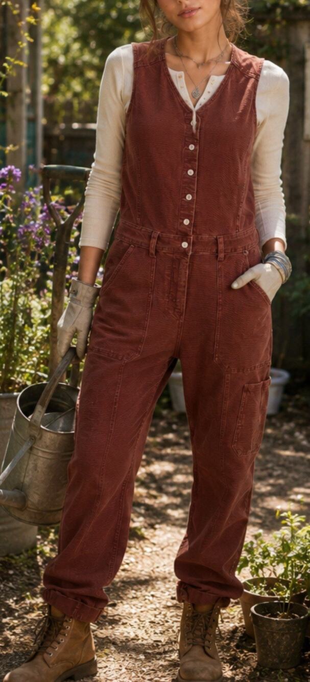 Duluth Trading Women Utility Bib Jumpsuit Overalls Brown Size 2 Cotton Stretch